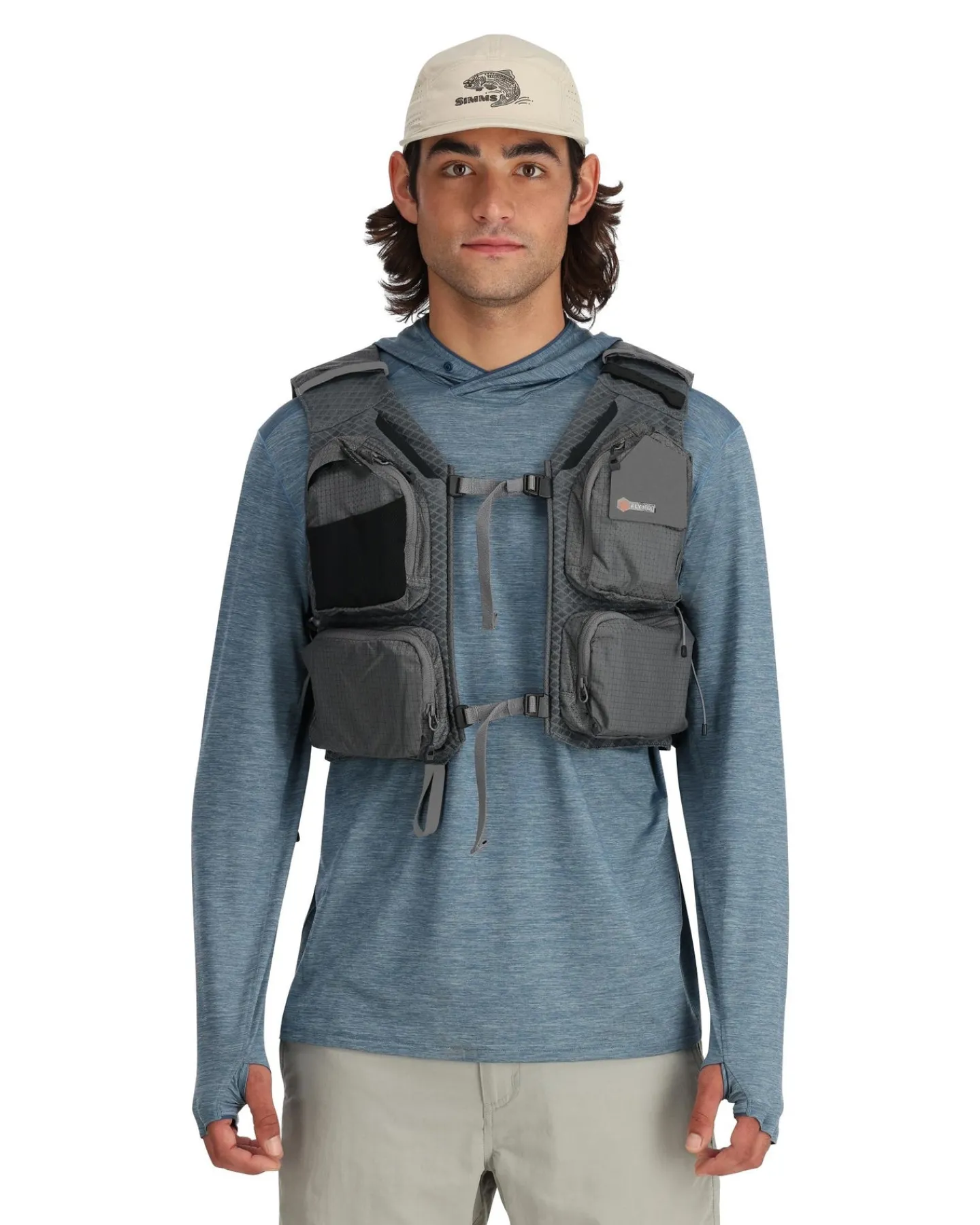 Hot Simms Fishing Flyweight Fishing Vest Smoke