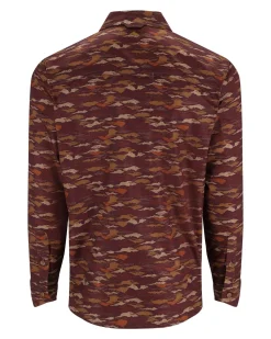 New Simms Fishing Men's Simms Challenger LS Shirt 2024 Mahogany Riverbed Print