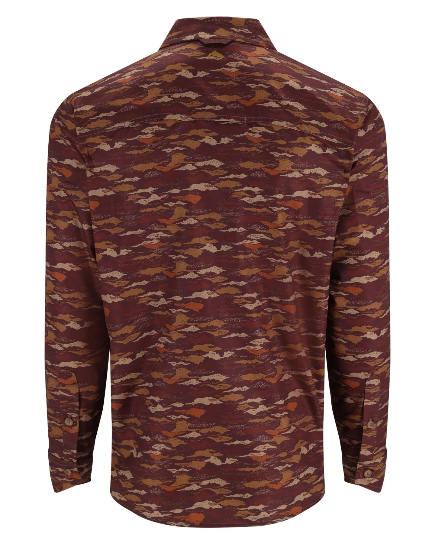 New Simms Fishing Men's Simms Challenger LS Shirt 2024 Mahogany Riverbed Print