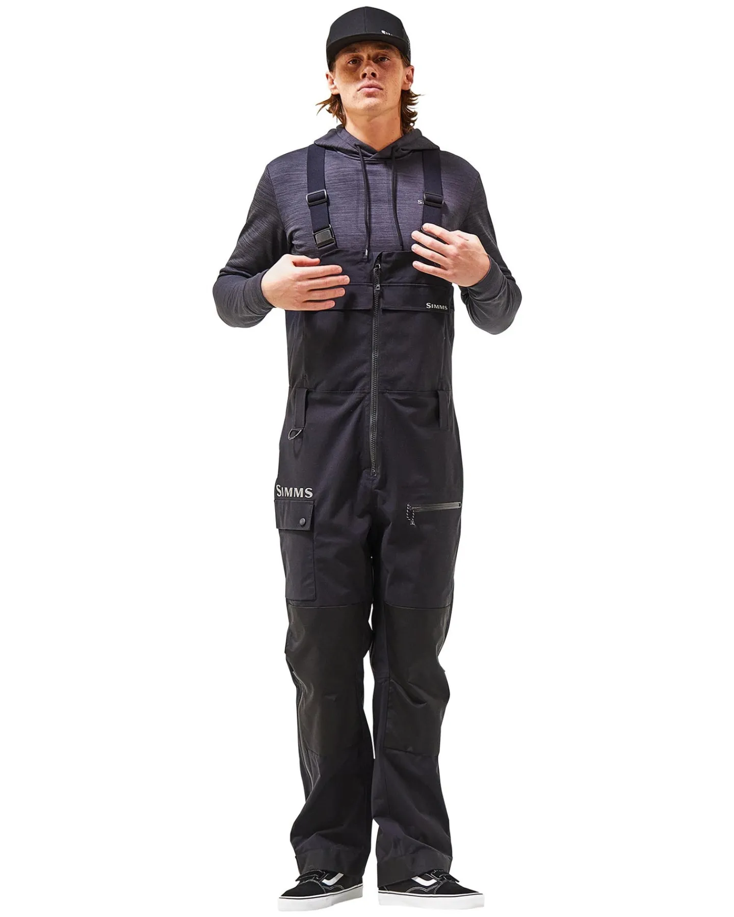 New Simms Fishing Men's Simms CX Fishing Bib Black