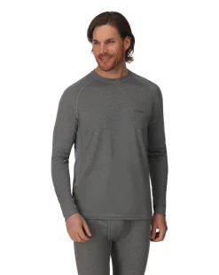 Hot Simms Fishing Men's Strata 160 LS Baselayer Crew Dark Grey Heather