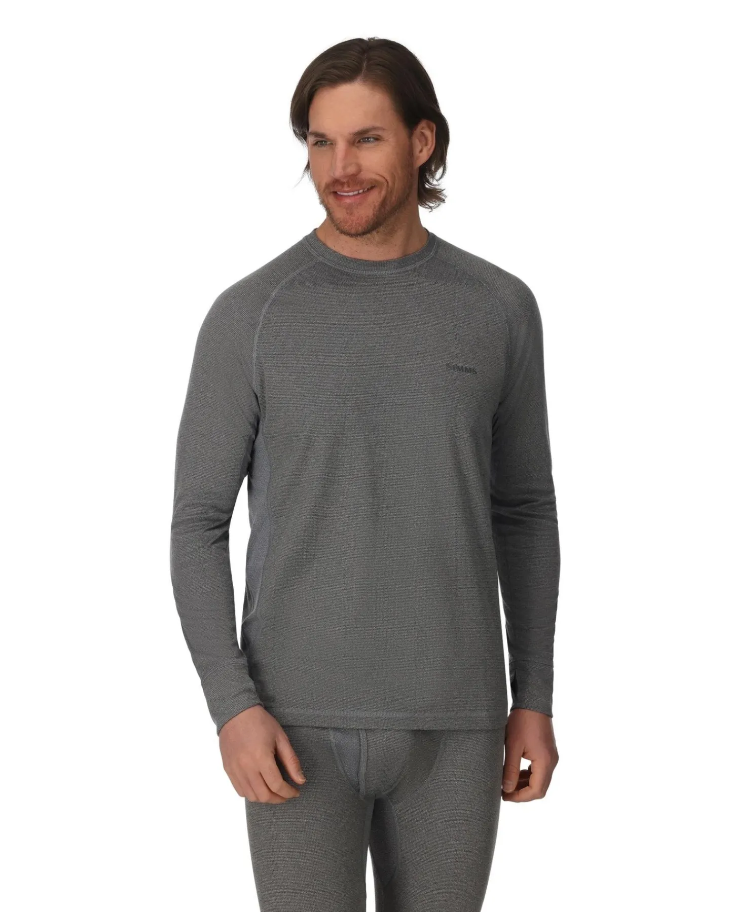 Hot Simms Fishing Men's Strata 160 LS Baselayer Crew Dark Grey Heather