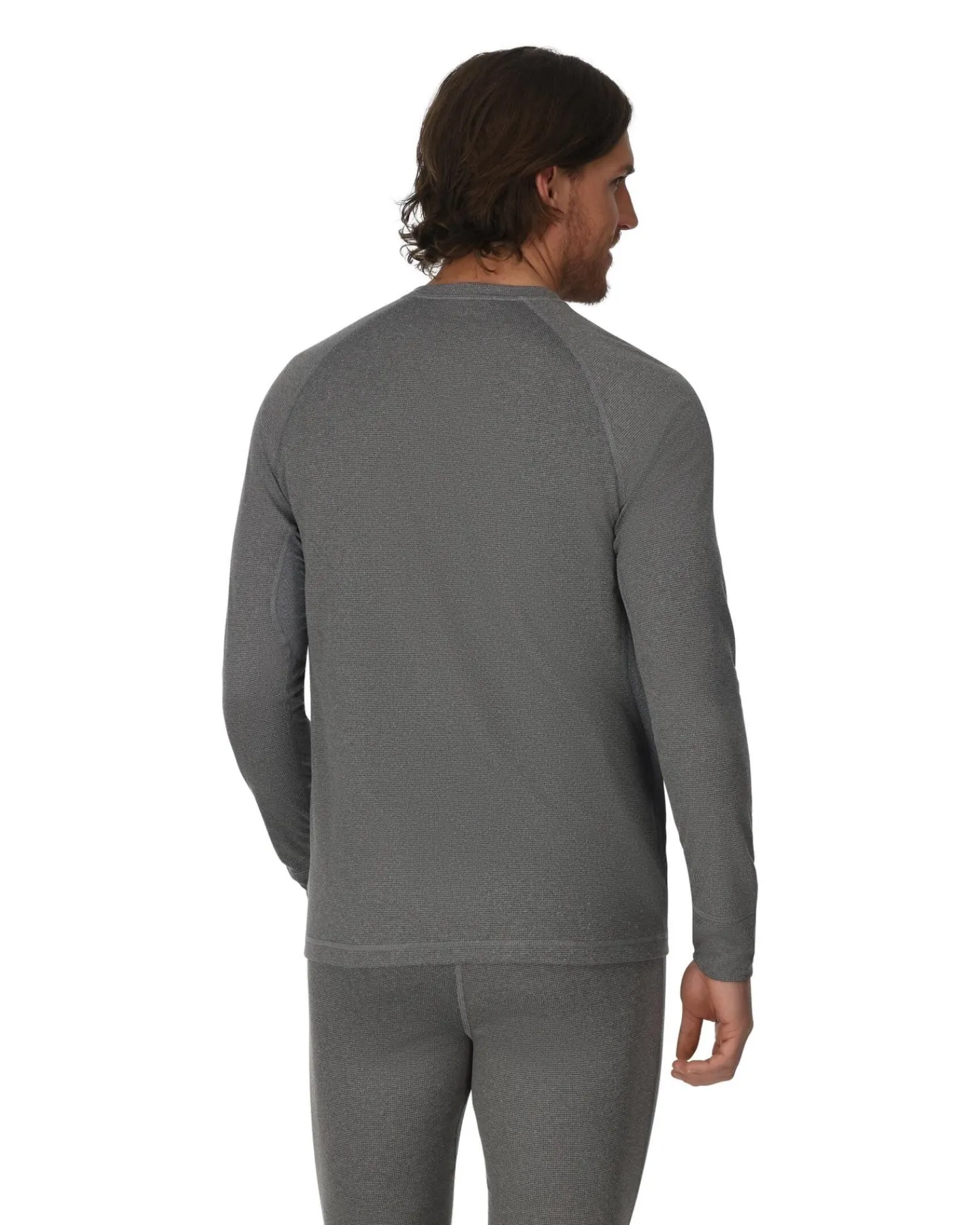 Hot Simms Fishing Men's Strata 160 LS Baselayer Crew Dark Grey Heather