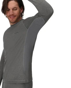 Hot Simms Fishing Men's Strata 160 LS Baselayer Crew Dark Grey Heather