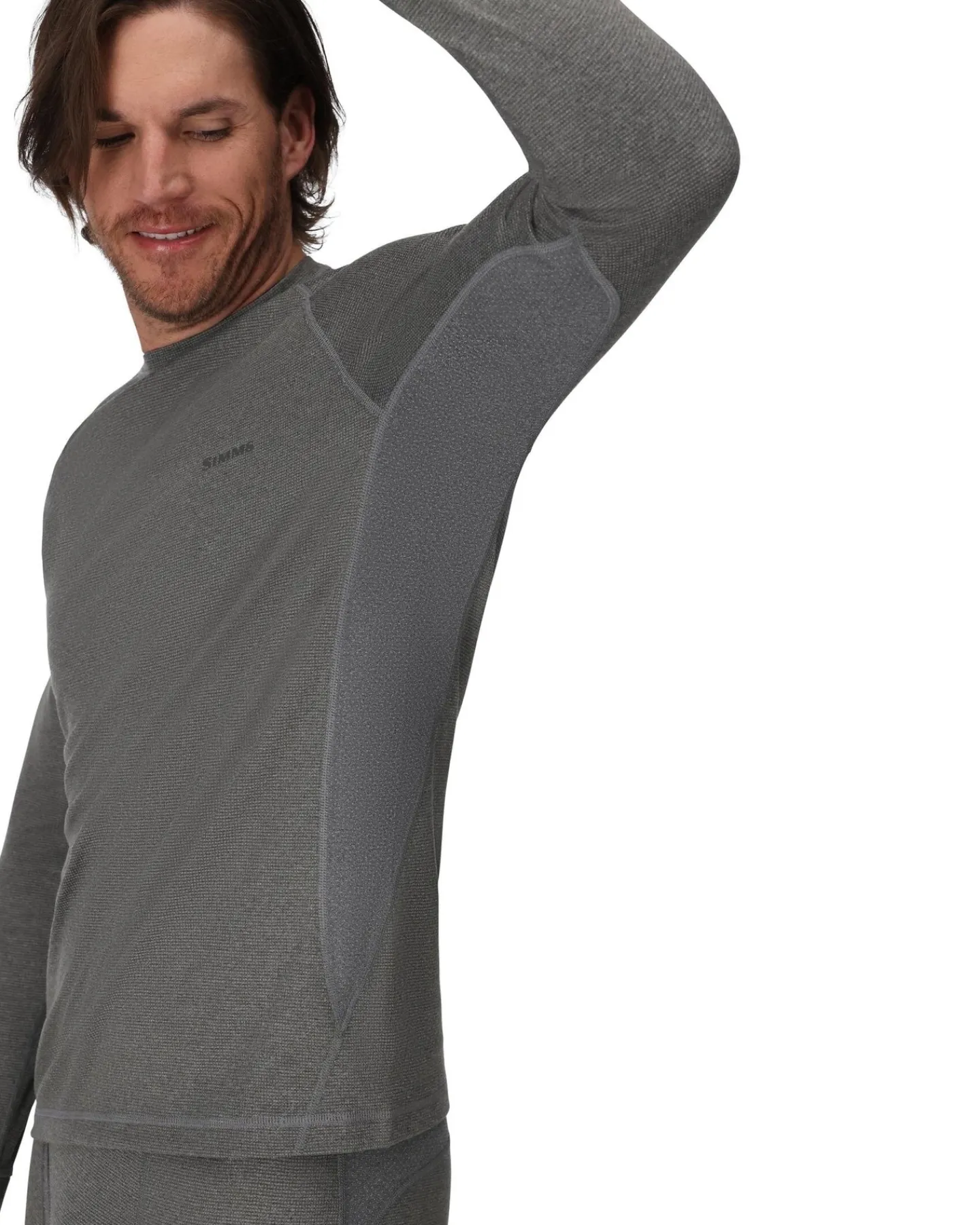 Hot Simms Fishing Men's Strata 160 LS Baselayer Crew Dark Grey Heather