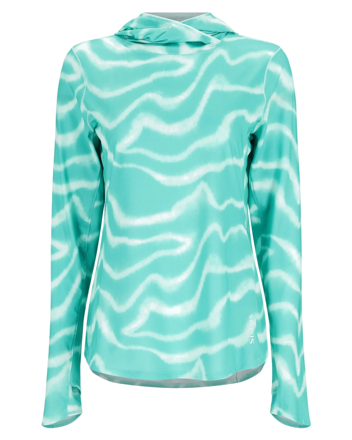 Simms Fishing Women's SolarFlex® Hoody Wave Print Gulf Blue