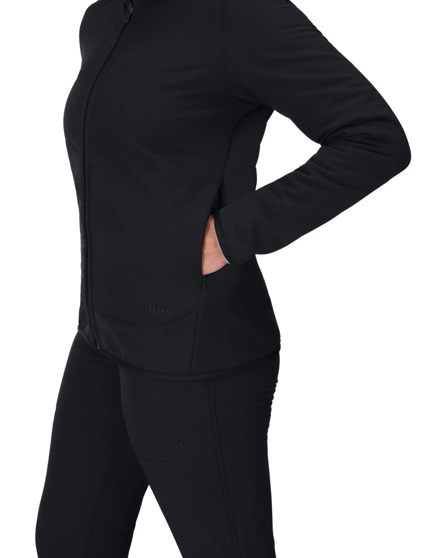 New Simms Fishing Women's Strata 330 Full-Zip Midlayer Hoody Black